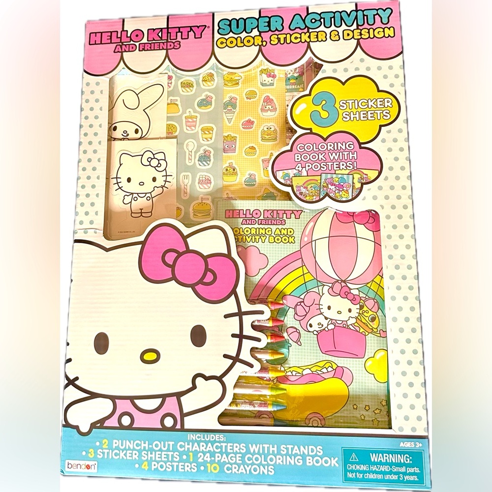 Hello Kitty Super Acitivty Set for Kids Bundle w/Color-Sticker-Posters& Design